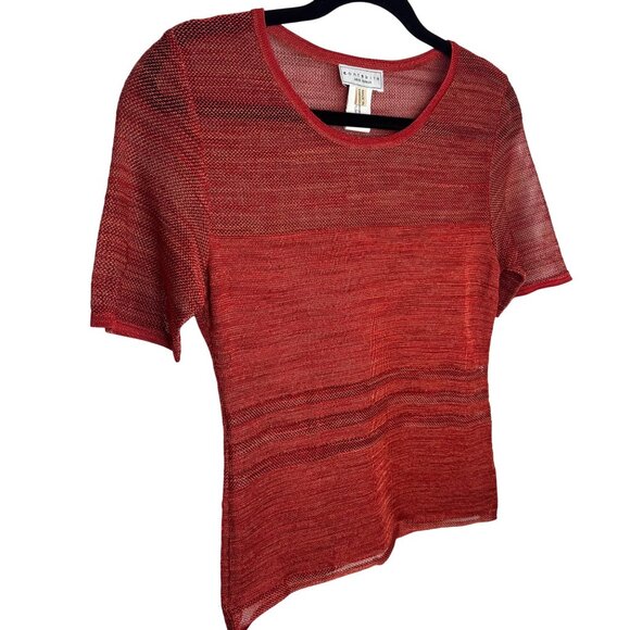 Contraire Louis Feraud Orange-Red Sheer Knit Top‎ Size 6 Made In Italy - Picture 11 of 11